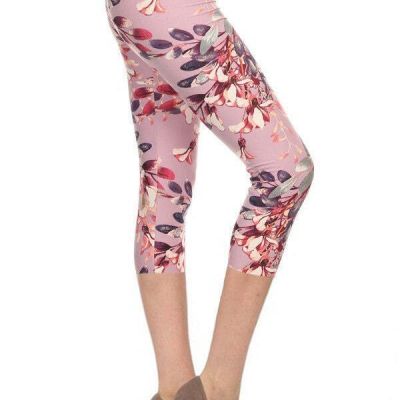 Multi-color Print, Cropped Capri Leggings In A Fitted Style With A Banded High W